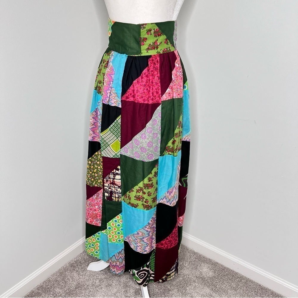Vintage Hand Made Patchwork Quilt High Rise Maxi Skirt 4 - Picture 5 of 5